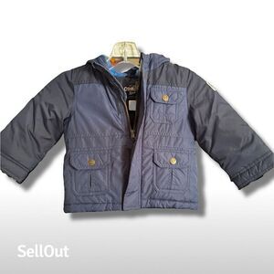 OshKosh B'gosh Boys 2T Navy Hooded Jacket Double Zipper Casual